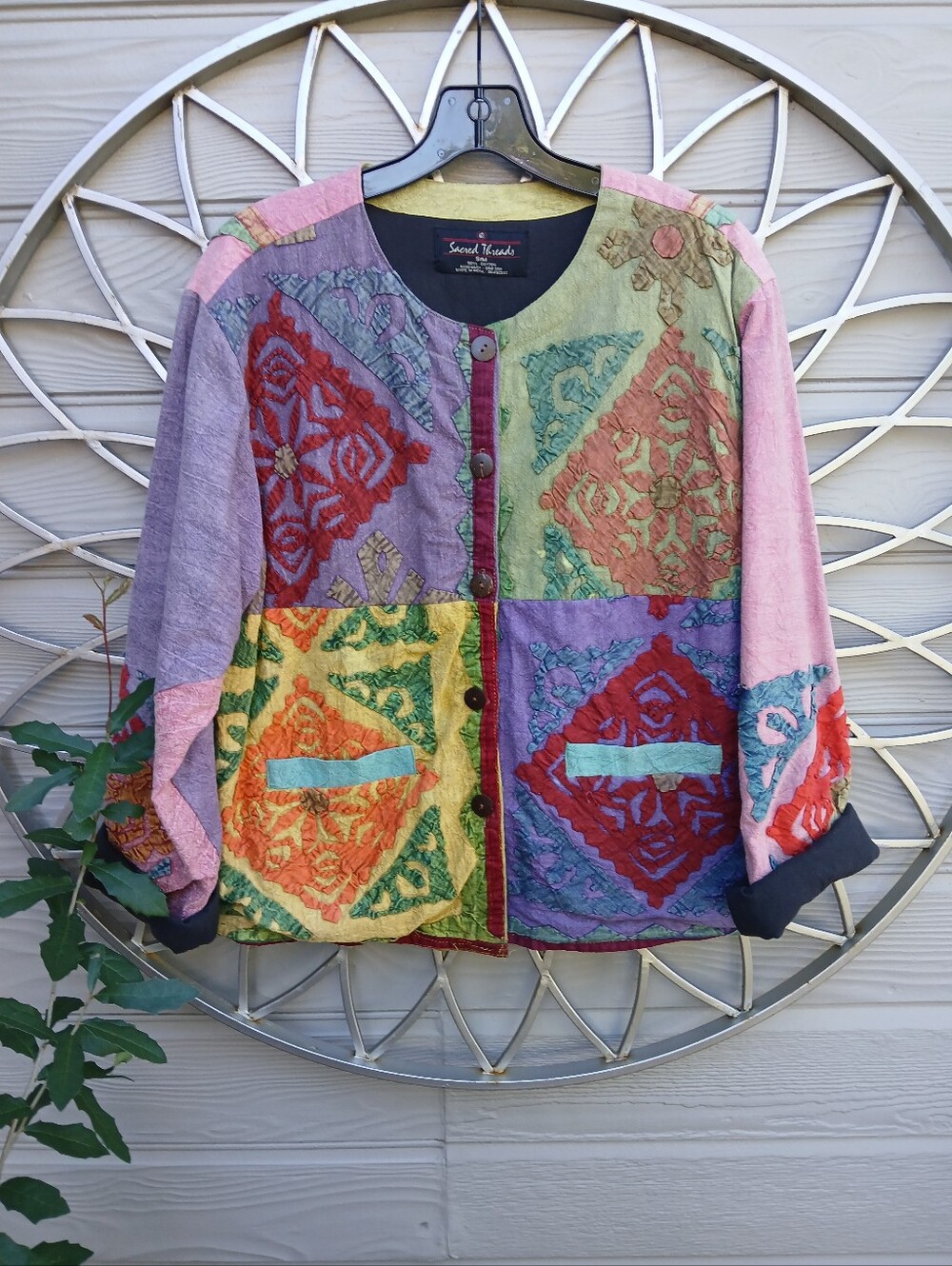 Sacred Threads Multicolor Patchwork Embroidered Jean Jacket